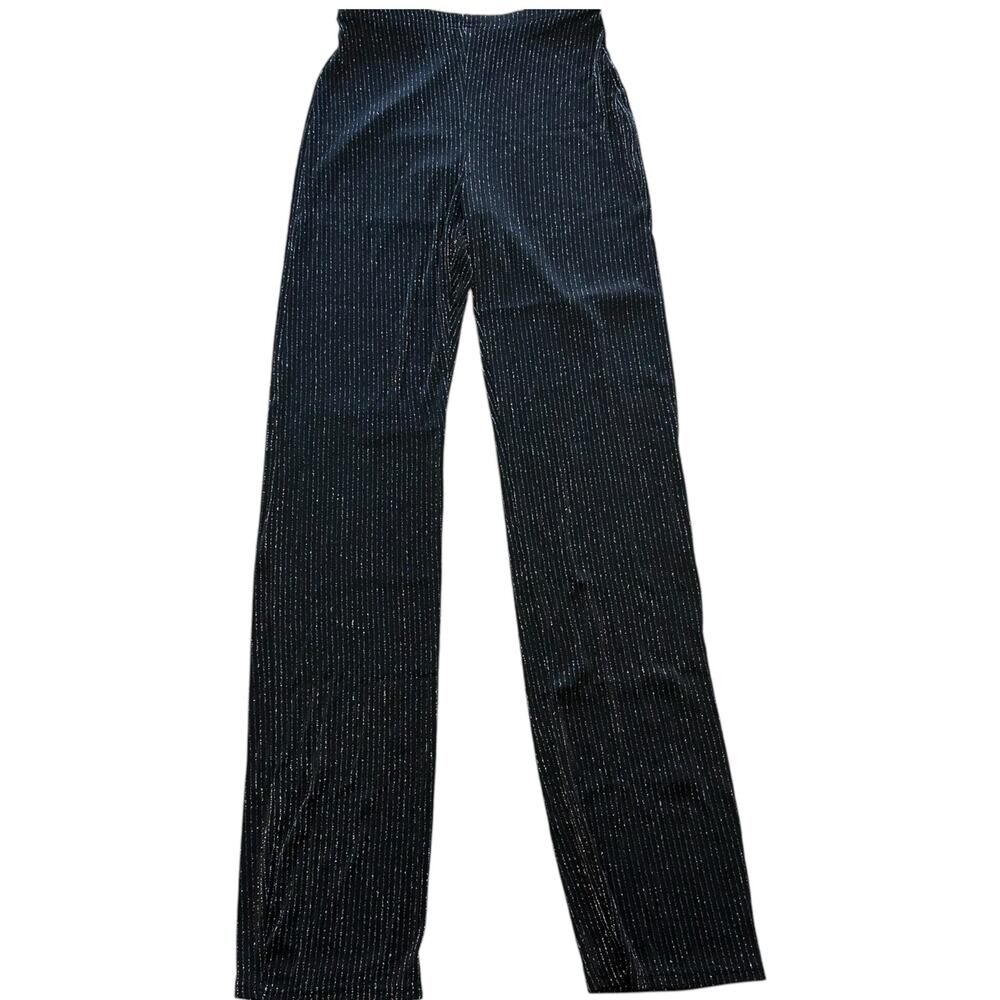 Womens Pants Size Small Black Metallic Whimsigoth Glam Office Siren Party Travel